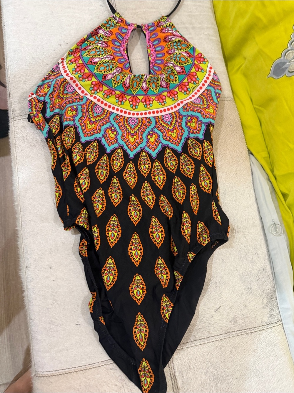 Women Trina Turk Black One-Piece Swimsuit with Bright Multicolor Print